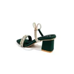 Embellished Green Open Toe Block Heel - Image 2