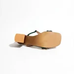 Embellished Green Open Toe Block Heel - Image 3