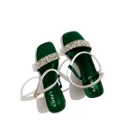 Embellished Green Open Toe Block Heel - Image 5