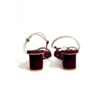 Embellished Maroon Open Toe Block Heel - Image 5