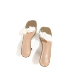 Transparent Floral Embellished Heel-Coffee - Image 5