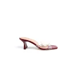 Transparent Floral Embellished Heel-Maroon - Image 2