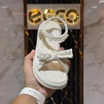 Pearl Bow Princess Sandals-White