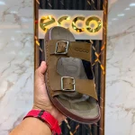Man’s Leather Slides-Chocolate