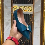 Ladies Bow Flat Shoes-Blue