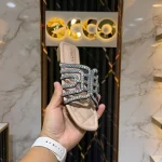 Crystal Embellished Mule Sandal-Black