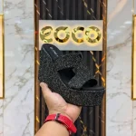 Ladies Glitter Box Heel-Black
