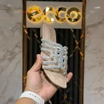 Crystal Embellished Mule Sandal-Nude Beige
