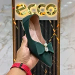 Ladies Bow Flat Shoes-Green