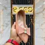 Ladies Bow Flat Shoes-Pink