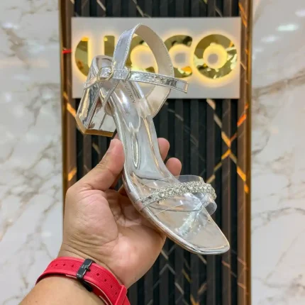 Transparent Belt Heel-Silver