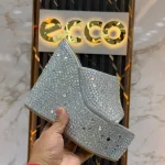 Ladies Flatform Box Heels-Silver