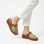 Wedge Buckle Sandal-Green Chocolate - Image 2