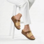 Wedge Buckle Sandal – Master Chocolate with buckle detail and comfortable wedge sole.