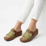 Wedge Buckle Sandal-Green Chocolate - Image 3